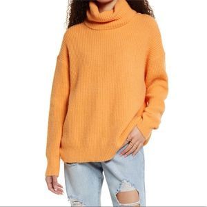Lulus Brightly Pleased Cowl Neck Sweater Color:Orange Size:Small New with Tag!